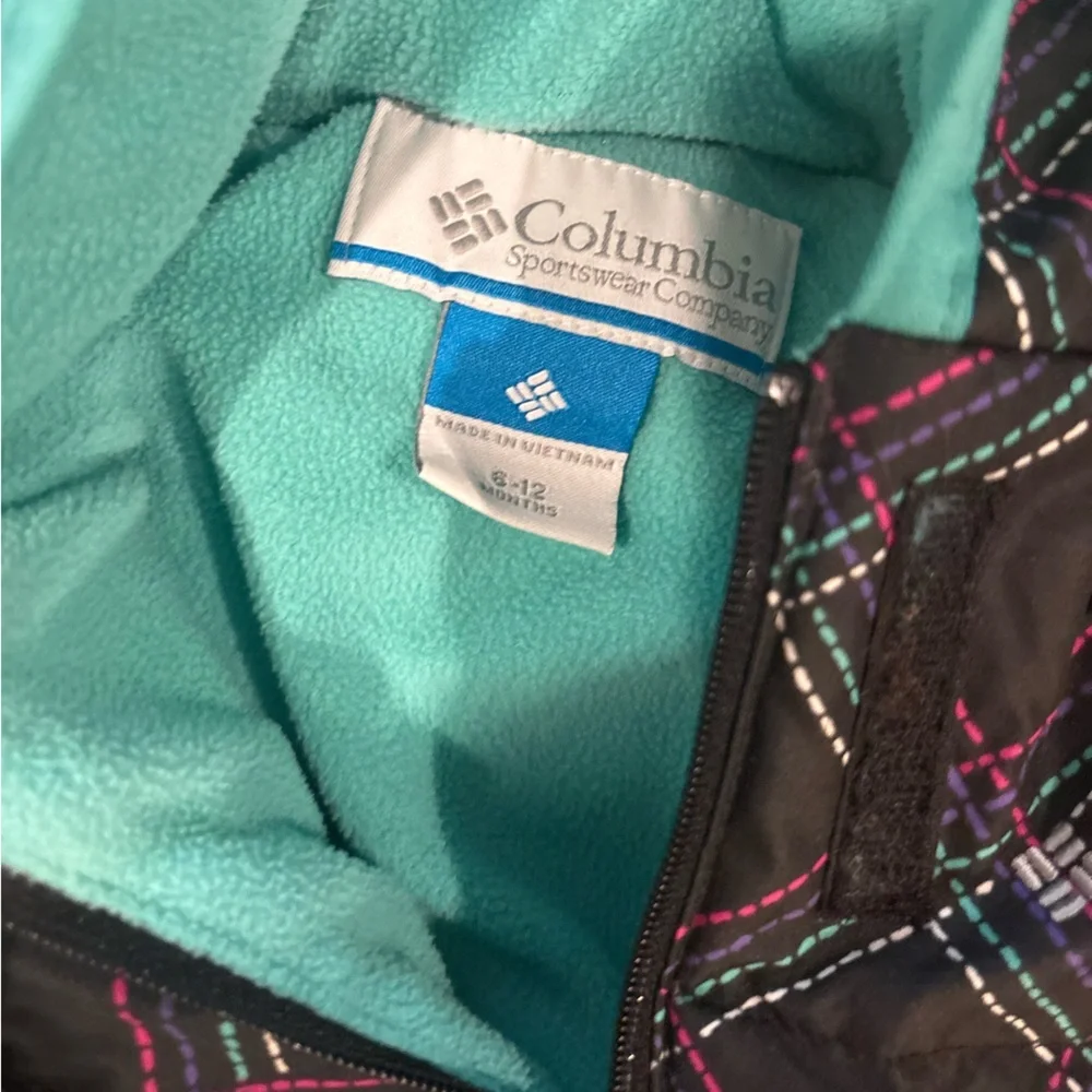 Columbia Black and Teal Baby Snowsuit Size 6-12 Months